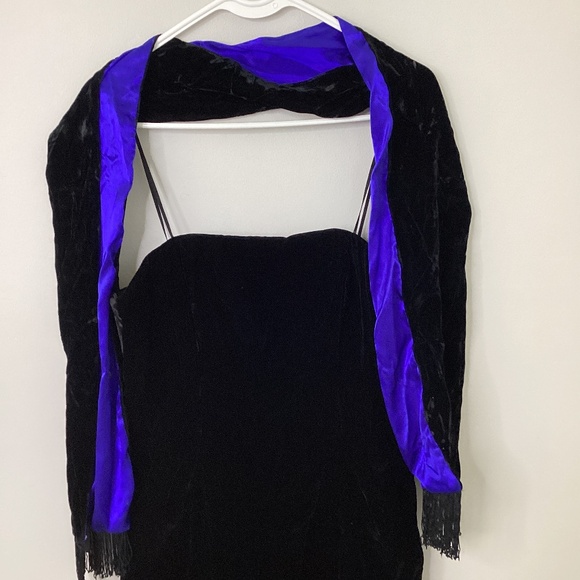 VTG Velvet Julie Duroche for After Five Saks Formal Cocktail Dress Black 10 Prom - Picture 1 of 12